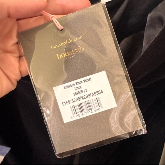 NWT House of CB Babydoll Georgette Halter Mini Dress Black Velvet Size Small - Picture 15 of 16